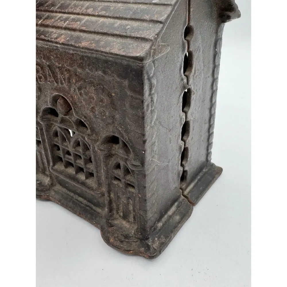 Antique Still Bank Cast Iron House Shape 5